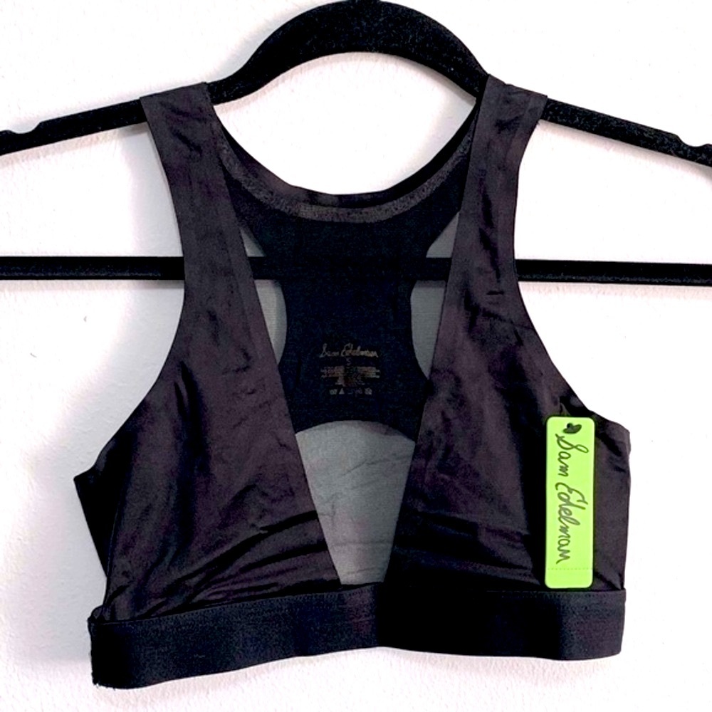 Sam Edelman Black Luxe Bonded Bralette With Mesh